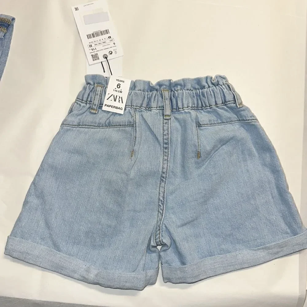 ZARA Kids | Light Blue | PAPERBAG WAIST DENIM SHORTS